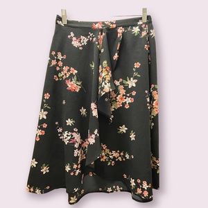 14th & Union Black Flowy Floral Midi Skirt Size M